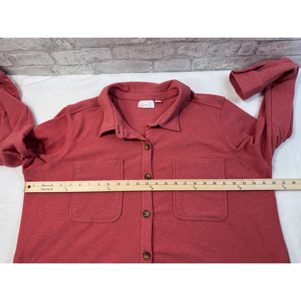 Belle Kim Gravel Team Colors Horn Button Knit Shacket 1X Crimson Red A655326 - Picture 9 of 13